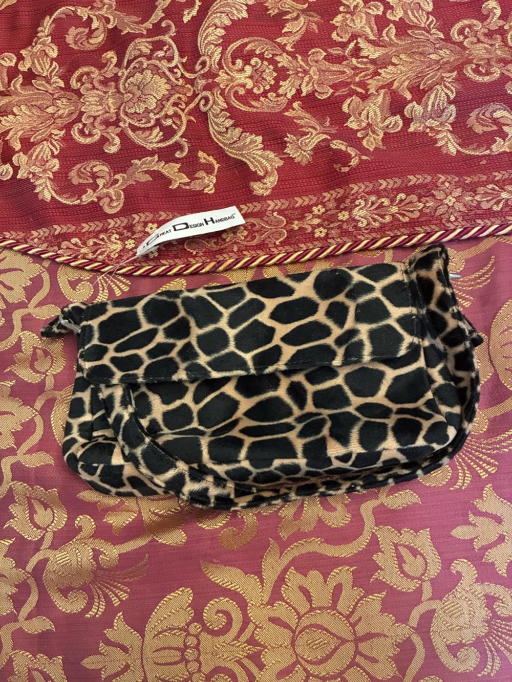 Leopard Print Faux Fur Clutch - Black & Tan